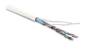 Кабель витая пара Hyperline, LSZH (нг(A)-HF), F/UTP, кат. 5е, проводник Ø 0,48мм, 100м, бухта, тип прокладки: внутри зданий, цвет: белый