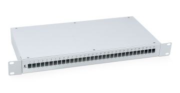 Бокс оптический Cabeus, портов: 32, SC (LC duplex), 64 хОВ, 1U, 44х410х200 мм (ВхШхГ), цвет: серый, (FO-19-32SC)