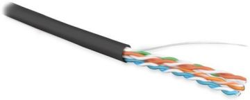 Кабель витая пара Hyperline, PE, U/UTP, кат. 5е, проводник Ø 0,64мм, 1 000м, катушка, тип прокладки: снаружи зданий, цвет: чёрный