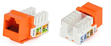 (Архив)Модуль универсальный Hyperline, keystone, 1хRJ45, Toolless, кат. 5е, неэкр., 1 шт, цвет: оранжевый