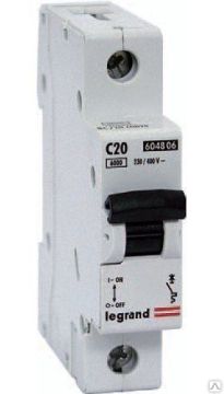 Автоматический выключатель Legrand DX3, 1 модуль, C класс, 1P, 20А, 6кА, (LEG.407264)