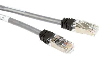 Шнур комм. Panduit, кат. 6A, экр., S/FTP, RJ45/RJ45, 500 МГц, PVC, AWG26, 4м, серый, цвет коннектора: чёрный