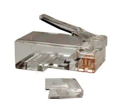 (Архив)Вилка Hyperline, RJ45(8p8c), кат. 5, неэкр., со вставкой, для одножильного и многожильного кабеля, цвет: прозрачный