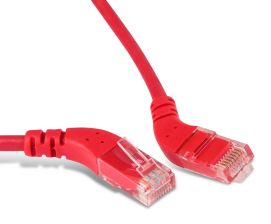 (Архив)Шнур комм. угловой Hyperline, кат. 6, неэкр., U/UTP, RJ45/RJ45, LSZH, AWG24 2м, красный, правый/правый 45°
