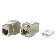 Модуль универсальный Hyperline, keystone, 1хRJ45, 180°, кат. 5е, экр., цвет: белый