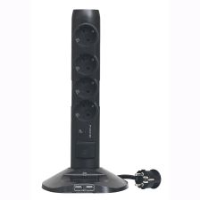 БРП (PDU) Basic Legrand, Schuko х 4, USB х 2, вход Schuko, шнур 1,5 м 16А, чёрный, 1 micro USB