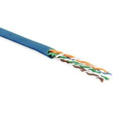 Кабель витая пара Hyperline, LSZH (нг(A)-HF), U/UTP, кат. 5е, проводник Ø 0,61мм, 100м, бухта, тип прокладки: внутри зданий, цвет: синий, многожильный