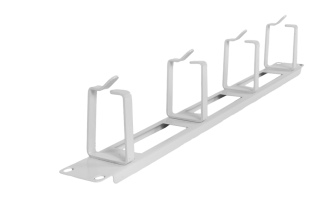 Организатор комм. шнуров ЦМО, 19", 1HU, 45х482,6х85 мм (ВхШхГ), горизонтальный, 4 кольца, цвет: серый, (с отверстиями) 