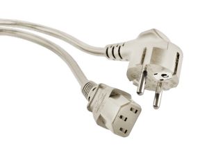 (Архив)Шнур для блока питания Hyperline, IEC 309 2P+E, вилка Schuko, 1.8 м, 10А, цвет: серый