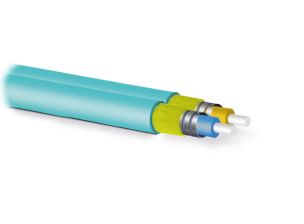 (Архив)Кабель ВО Hyperline Zip-cord, 2хОВ, OM3 50/125, LSZH, Ø 3мм, цвет: голубой, бронированный