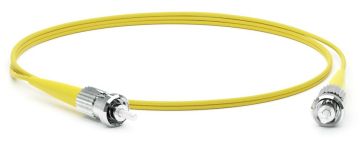 Комм. шнур оптический Hyperline, Simplex ST/ST (UPC), OS2 9/125, LSZH, 15м, Ø 2мм, синий хвостовик, цвет: жёлтый