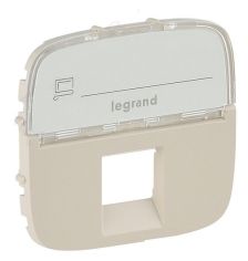 Лиц. панель розеточная Legrand Valena Allure, 1х RJ45, 58х51 мм (ВхШ), плоская, с держателем маркировки для розетки RJ45, цвет: слоновая кость (LEG.75