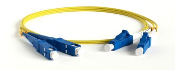 Комм. шнур оптический Hyperline, Duplex LC/SC (UPC), OS2 9/125, LSZH, 20м, Ø 2мм, синий хвостовик, цвет: жёлтый