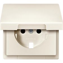 Лиц. панель розеточная Merten Antique/Artec, 1х Schuko, плоская, внутренняя, шторки, цвет: бежевый, с крышкой, для мех. QF SD (MTN2340-4044)