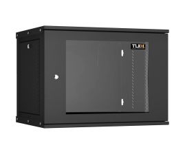 Шкаф телекоммуникационный настенный TLK Lite, 19", 9U, 436х600х450 мм (ВхШхГ), дверь: стекло, разборный, цвет: чёрный