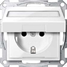 Розетка электрическая Merten System M, 2к+З, 16А, шторки защитные, цвет: активный белый (MTN2312-0325)