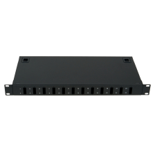 Коммутационная панель оптическая BNH, 1U, портов: 12, LC (Quatro) , прямая, цвет: чёрный, 430х200х44 мм