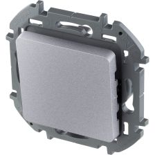 Выключатель Legrand INSPIRIA, одноклавишный, без подсветки, 10АX, внутренняя, 75,8х75,8 мм (ВхШ), цвет: алюминий, ik04 (673602)