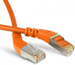 (Архив)Шнур комм. угловой Hyperline, кат. 6, экр., F/UTP, RJ45/RJ45, LSZH, AWG26 2м, оранжевый, левый/правый 45°