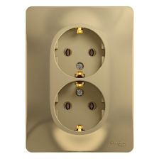(Архив)Розетка в сборе Schneider Electric Glossa, 2к+З, 16А, для настенного монтажа, цвет: титан, двойная