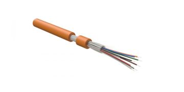 Кабель ВО Hyperline FO-DT-IN Tight Buffer,  8хОВ, OM2 50/125, FRHFLTx, Ø 7,5мм, внутри зданий, небронированный, цвет: оранжевый