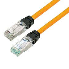 Шнур комм. Panduit, кат. 6A, экр., S/FTP, RJ45/RJ45, 500 МГц, PVC, AWG26, 0.5м, оранжевый, цвет коннектора: чёрный