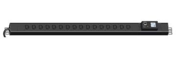(Архив)Блок силовых розеток Hyperline IP-PDU, IEC 60320 С13 х 16, вход Schuko, шнур 3 м, 972х44,5х62 мм (ВхШхГ), 32А, 19", чёрный
