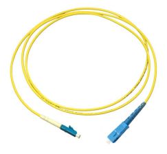 Комм. шнур оптический Cabeus Tight Buffer, Simplex SC/LC, OS2 9/125, LSZH, 25м, Ø 3мм, синий хвостовик, цвет: жёлтый