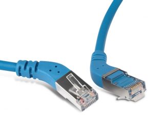 (Архив)Шнур комм. угловой Hyperline, кат. 6, экр., F/UTP, RJ45/RJ45, LSZH, AWG26 3м, синий, правый/правый 45°