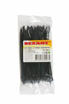 (Архив)Стяжка кабельная Rexant, неоткрывающаяся, 3 мм Ш, 150 мм Д, 10х100 шт, материал: нейлон, цвет: чёрный