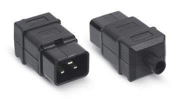Вилка Cabeus, вилка IEC 320 C20, 16А, для кабеля, цвет: чёрный