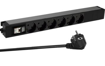 БРП (PDU) Basic Legrand, Schuko х 6, вход Schuko, шнур 3 м, 1ф 16А, с модульным автоматическим выключателем, чёрный