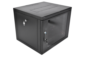 Шкаф телекоммуникационный настенный ЦМО ШРН-М, 19", 9U, 480х600х530 мм (ВхШхГ), дверь: стекло, разборный, цвет: чёрный
