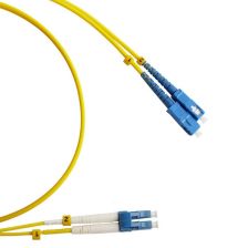 Комм. шнур оптический Hyperline, Duplex LC/SC (UPC), OS2 9/125, LSZH, 50м, Ø 2мм, синий хвостовик, цвет: жёлтый
