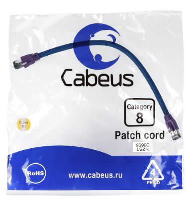 Шнур коммутационный Cabeus PC-SSTP-RJ45-Cat.8-0.3m-LSZH