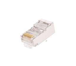 Коннектор Nikomax, RJ45(8p8c), кат. 6, экр., круглый ввод, для одножильного и многожильного кабеля, 100 шт, цвет: прозрачный, универсальные ножи