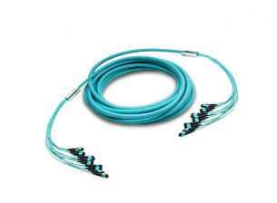 Комм. шнур оптический Eurolan, MTP/MTP, OM3 50/125, LSZH (нг(A)-HF), 1м, Ø 8,4мм, бирюзовый  хвостовик, цвет: бирюзовый