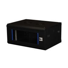 Шкаф телекоммуникационный настенный Datarex, 19", 4U, 280х600х450 мм (ВхШхГ), дверь: стекло, разборный, цвет: чёрный