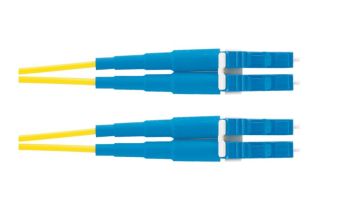 Комм. шнур оптический Panduit, Duplex LC/LC, OS2 9/125, LSZH, 1м, Ø 3мм, синий хвостовик, цвет: жёлтый