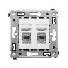 Розетка компьютерная DKC Avanti, 2x RJ45, кат. 6A, 2 модуля, упаковка: 1 шт, цвет: белое облако, (DKC.4400374)