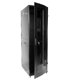 Шкаф телекоммуникационный напольный ЦМО ШТК-М, IP20, 42U, 2030х600х1000 мм (ВхШхГ), дверь стекло, задняя металлическая стенка, разборный, цвет чёрный