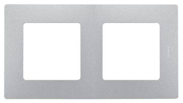 Рамка Legrand Etika, 2 поста, 86х157х10 мм (ВхШхГ), плоская, универсальный, цвет: алюминий (LEG.672552)