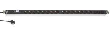 БРП (PDU) Basic Hyperline, Schuko х 15, IEC 60320 С13 х 3, вход Schuko, шнур 2,5 м, 1 048мм, 1ф 16А, автомат, чёрный