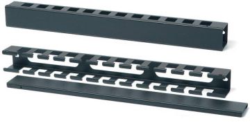 Организатор комм. шнуров Hyperline CM, 19", 1HU, 44х468,2 мм (ВхШ), перфорированный с крышкой, цвет: чёрный, (корпус и крышка - сталь) 