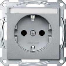 Розетка электрическая Merten System M, 2к+З, 16А, шторки защитные, цвет: серый (MTN2302-0329)