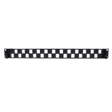 Комм. патч-панель наборная Eurolan, 19", 1HU, портов: 24 х keystone, кат. 5е-8, универсальная, неэкр., цвет: чёрный, с задним кабельным организатором,
