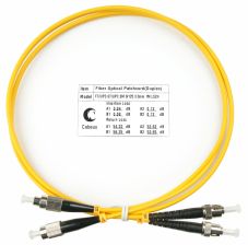 Комм. шнур оптический Cabeus Tight Buffer, Duplex FC/ST, OS2 9/125, LSZH, 1м, Ø 3мм, чёрный хвостовик, цвет: жёлтый