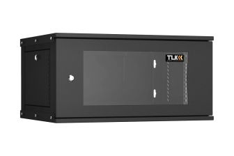Шкаф телекоммуникационный настенный TLK Lite, 19", 6U, 303х600х450 мм (ВхШхГ), дверь: стекло, разборный, цвет: чёрный