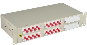 (Архив)Комм. панель ВО Связьстройдеталь ШКОС-Л, 2HU,  FC/D/SM, FC/UPC , невыдвижная, прямая, цвет: светло-серый, 4 кабельных ввода