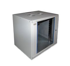 Шкаф телекоммуникационный настенный Eurolan Midwall, 19", 12U, 540х600х600 мм (ВхШхГ), дверь: стекло, сварной, цвет: серый
